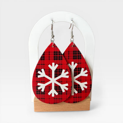 Snowflake Red Oval Earring
