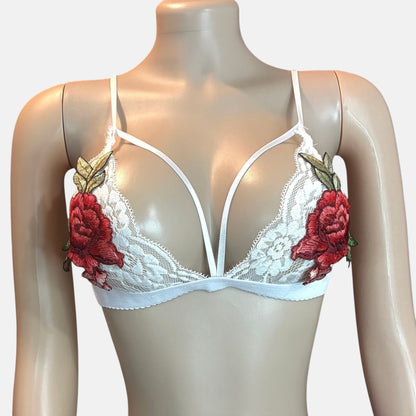 Sujetador floral sin aros con encaje sexy para mujer de Rose
