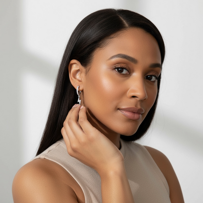 Crystal Simple Lightning Hoop Earrings