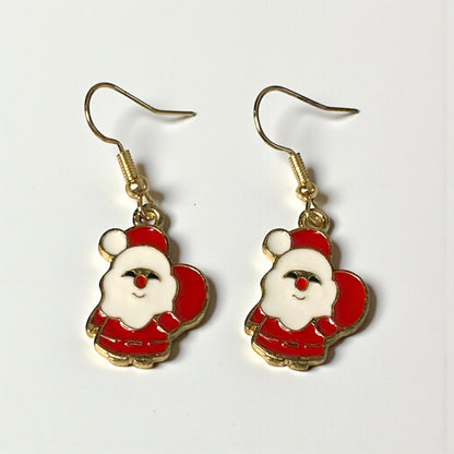 Santa With Red Gift Bag Mini Earrings