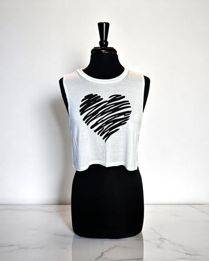 Sleeveless Women Crop Heart Top