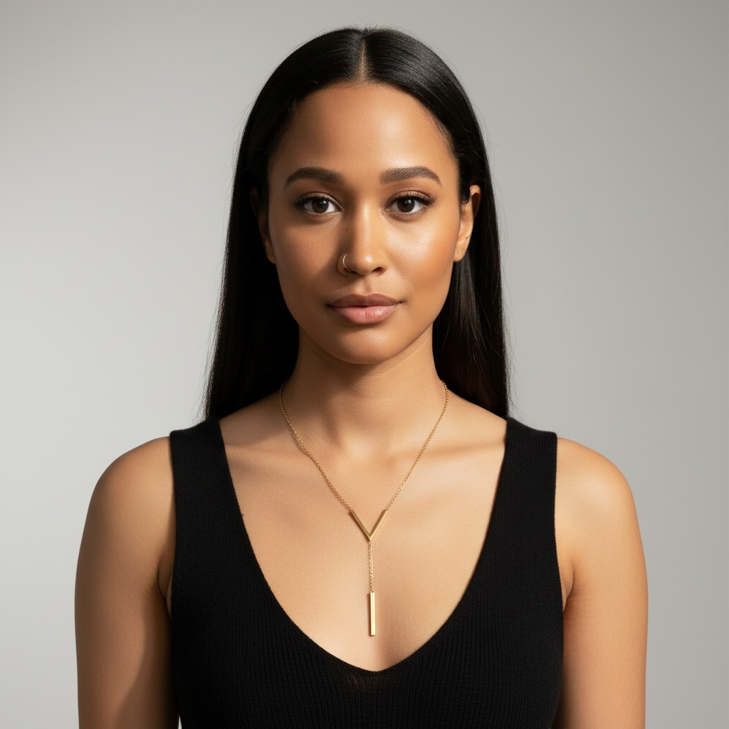 Collar dorado para mujer en forma de V