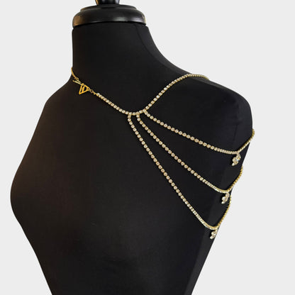 Layered Flower Shoulder Gold Chain