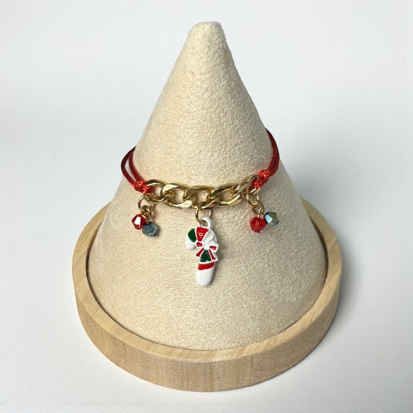 Christmas Cane Ribbon Bracelet