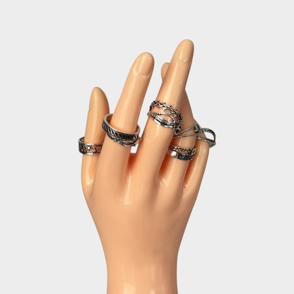 Anillo de plata vintage de 8 piezas
