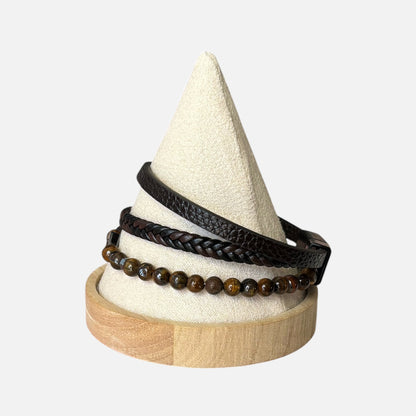 Pulsera clásica de cuero multicapa para hombre