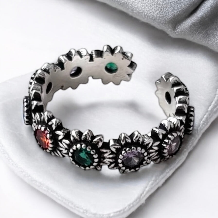 Floral Adjustable Colorful Ring