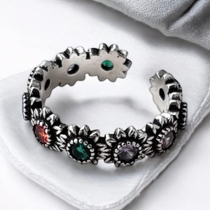 Floral Adjustable Colorful Ring
