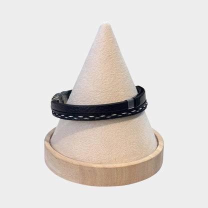 Pulsera de cuero negra para hombre