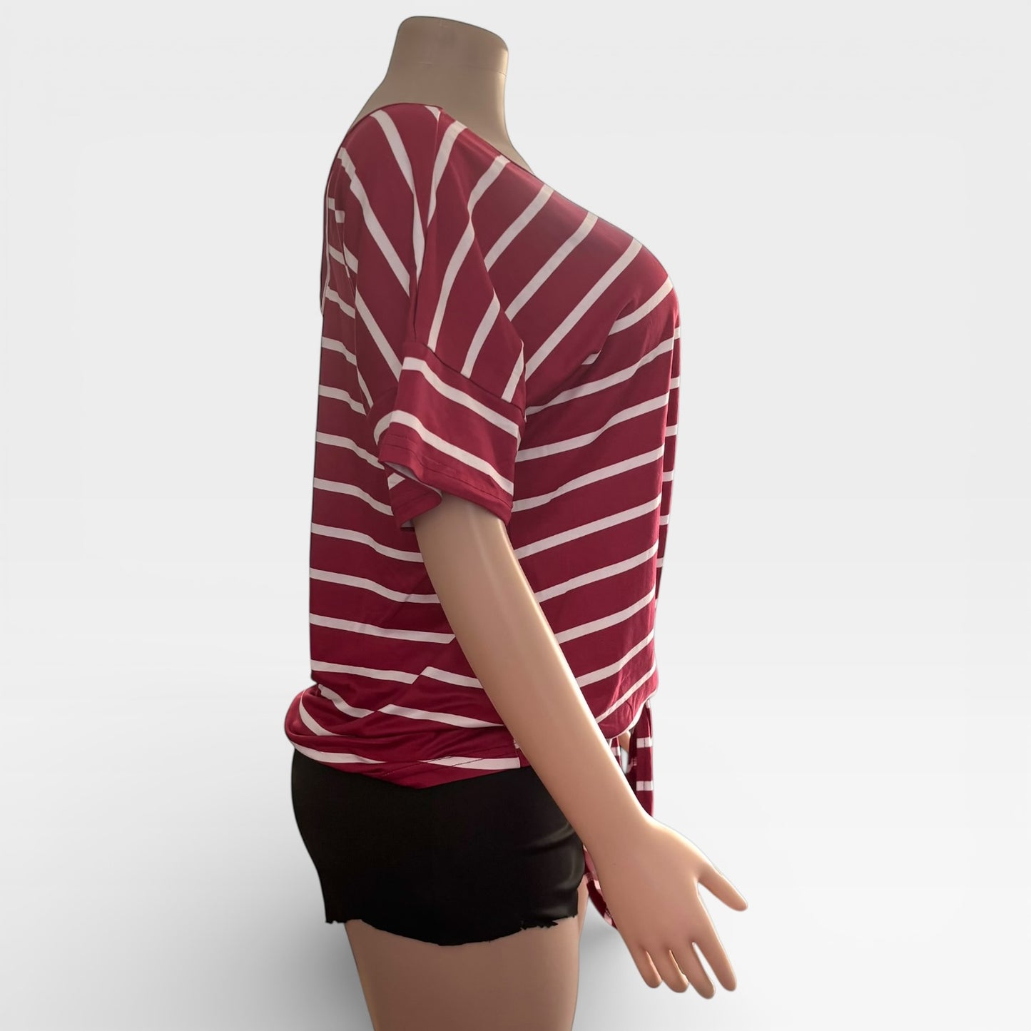 Top de mujer de manga corta con lazo a rayas