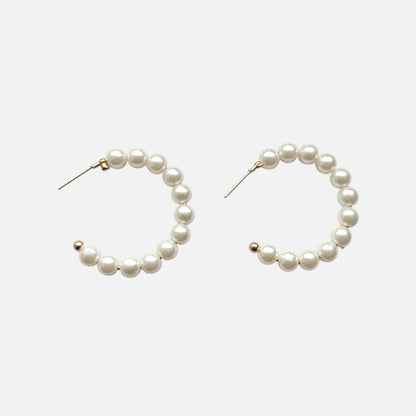 Medium Pearl Hoop Earrings