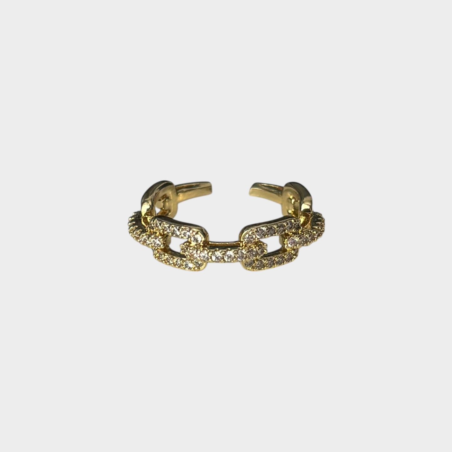 Gold & Crystal Adjustable Chain Ring