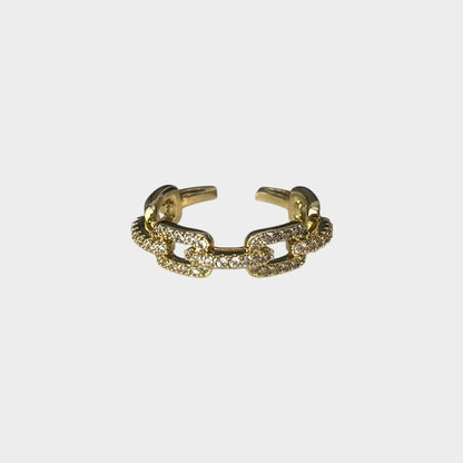 Gold & Crystal Adjustable Chain Ring