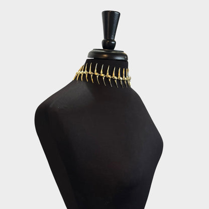 Gold Adjustable Punk Skeleton Choker with Back Chain