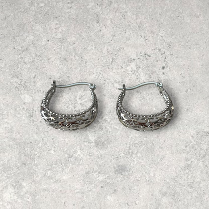 Hollow Silver Hoop Earring