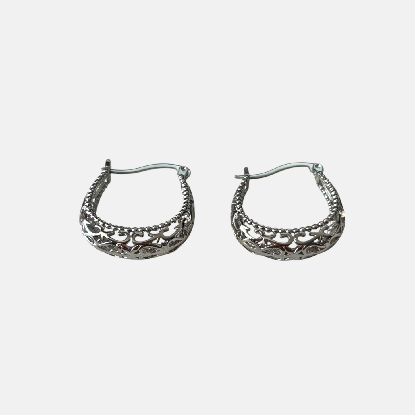 Hollow Silver Hoop Earring