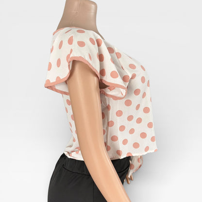 Blusa de lunares color melocotón marfil