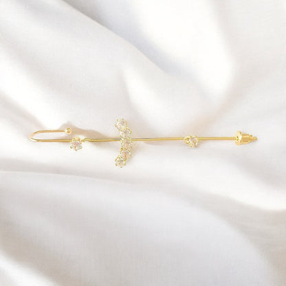 Unique One Piece Crystals Long Earring Gold Accessories