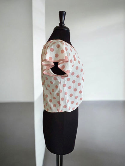 Ivory Peach Polka Dots Blouse