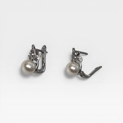 Sterling Silver Pearl Hoop Earring