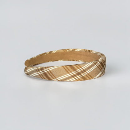Khaki Plaid Padded Headband