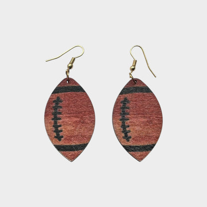 Football Wood Drop Earrings