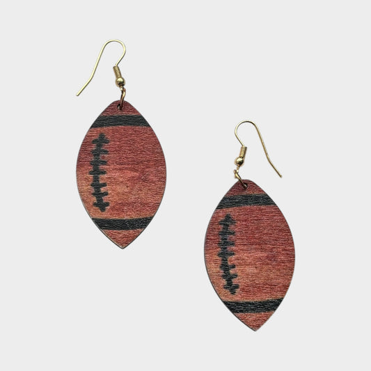 Football Wood Drop Earrings