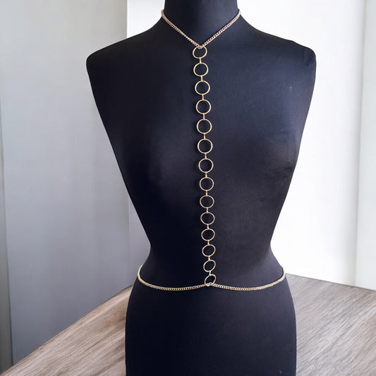 Geometric Cross Harness Chest Chain