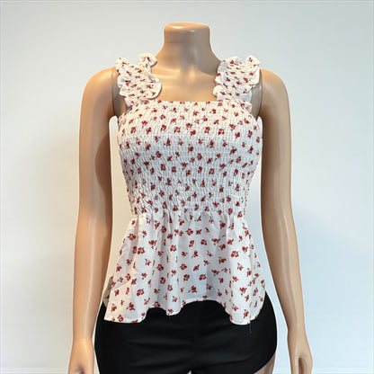 Off White Floral Women Smock Tank