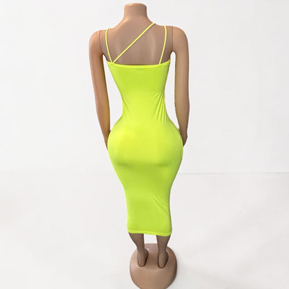 V Neck Long Midi Bodycon Dress