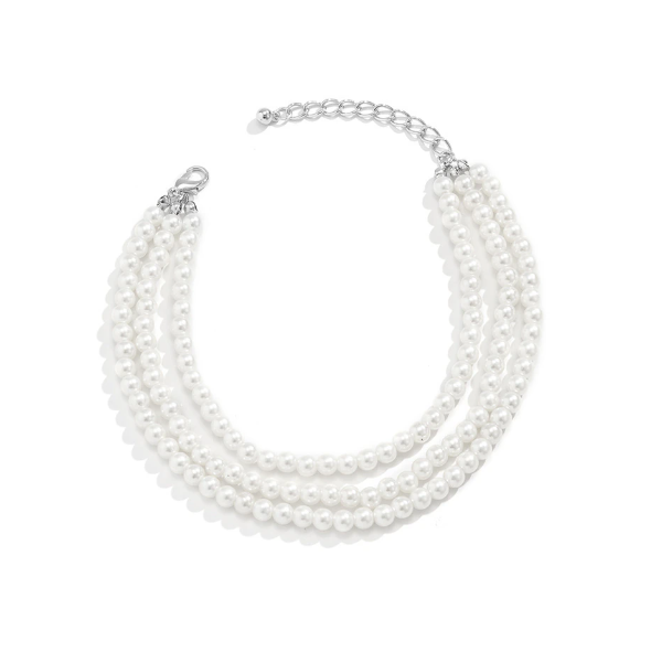 Tobilleras con cadena de perlas y borlas de varias capas