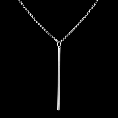 Long Classic Stick Pendant Silver Necklace