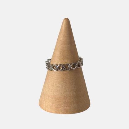 Heart Shape Silver Adjustable Ring