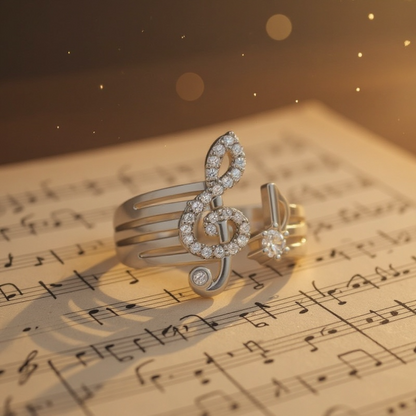 Music Note Adjustable Open Ring