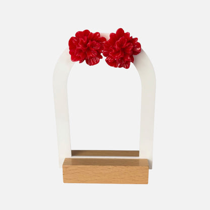 Red Floral Stud Earring