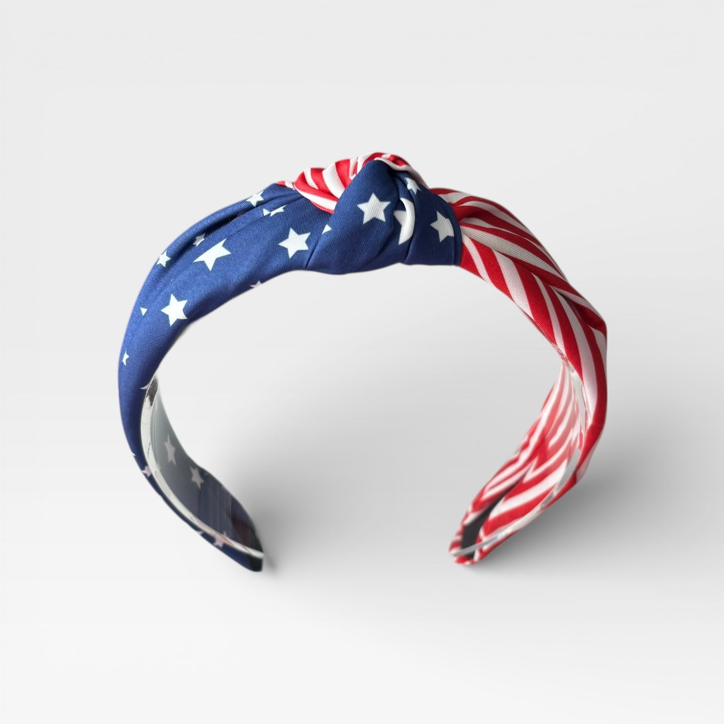 Diadema ancha con lazo y bandera estadounidense multicolor