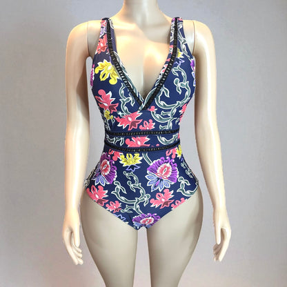 Floral Print One Piece Swimsuit