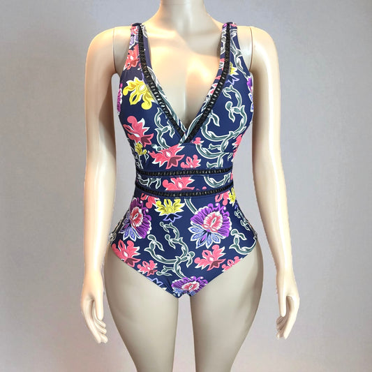 Floral Print One Piece Swimsuit