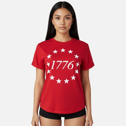 Camiseta con cuello redondo y estampado gráfico Red Star 1776