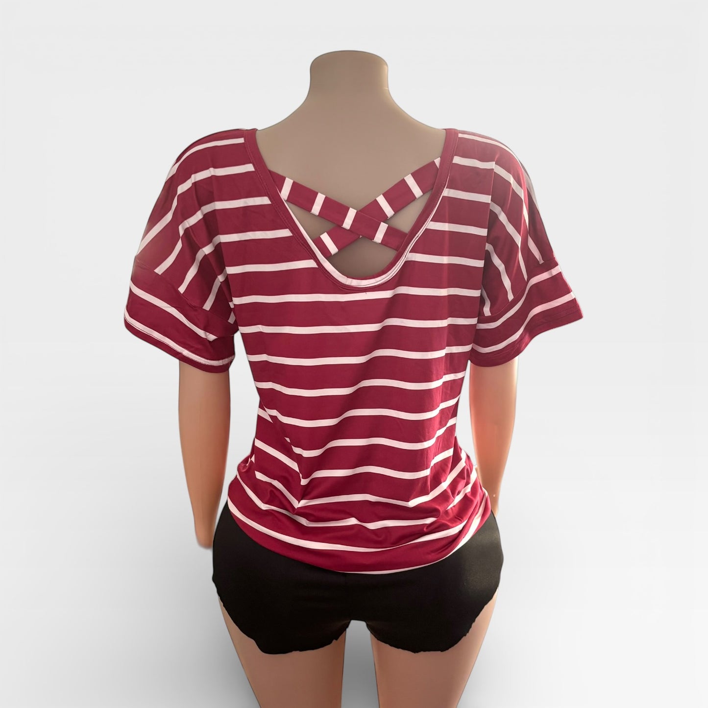 Top de mujer de manga corta con lazo a rayas