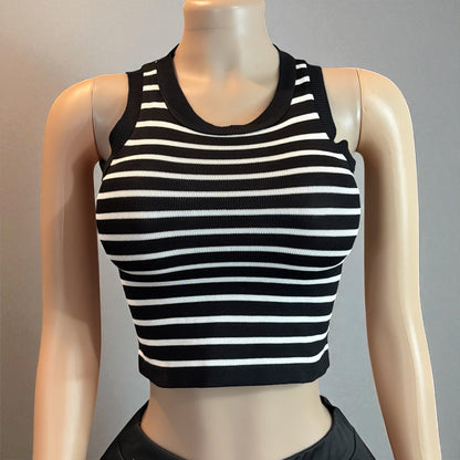 Striped Sleeveless Knitted Base Shirt