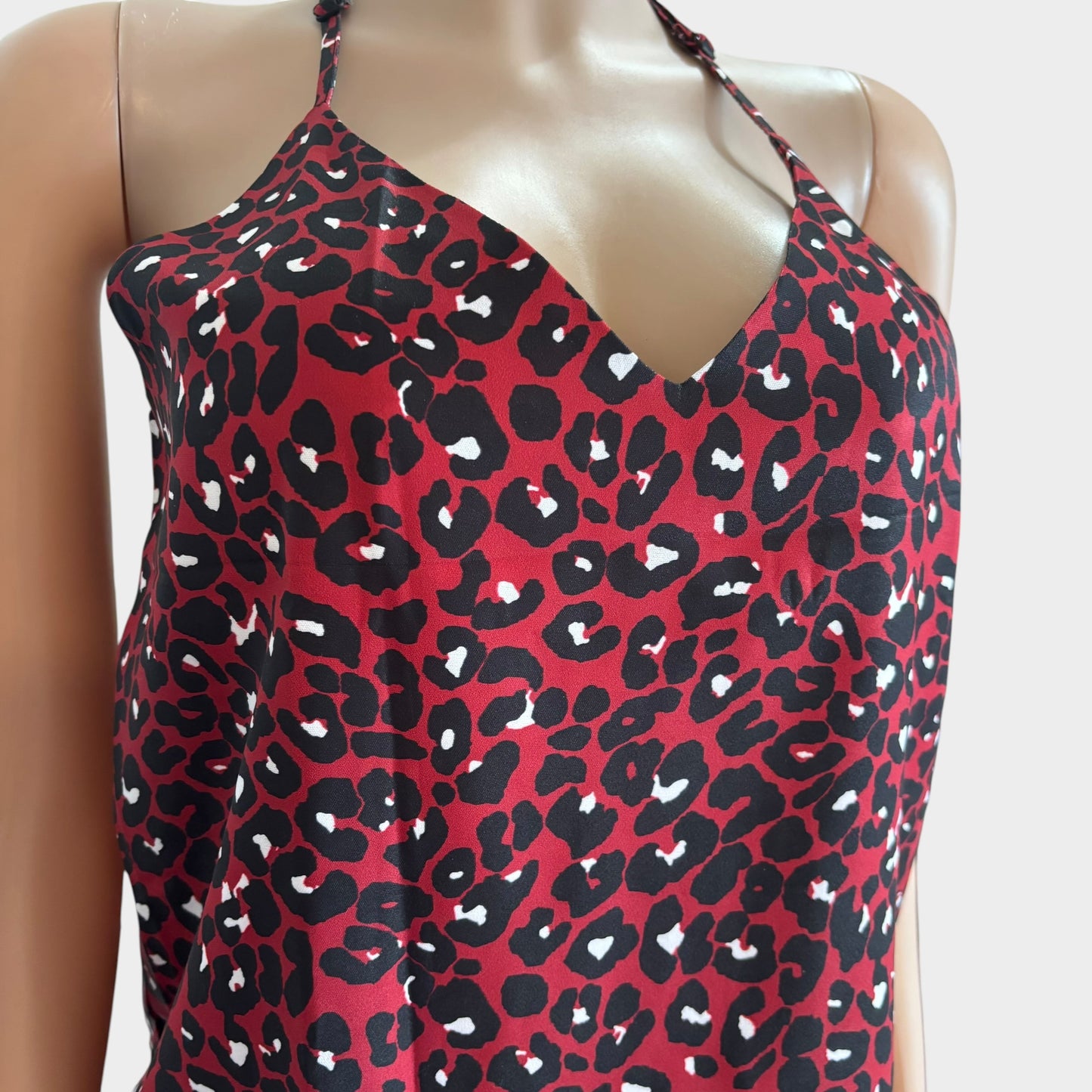 Wine Red Leopard Printed Racerback Tank Top