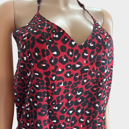 Wine Red Leopard Printed Racerback Tank Top