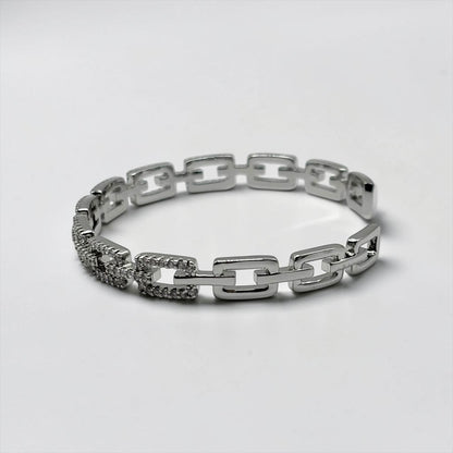 Pulsera abierta elegante ajustable con forma cuadrada geométrica