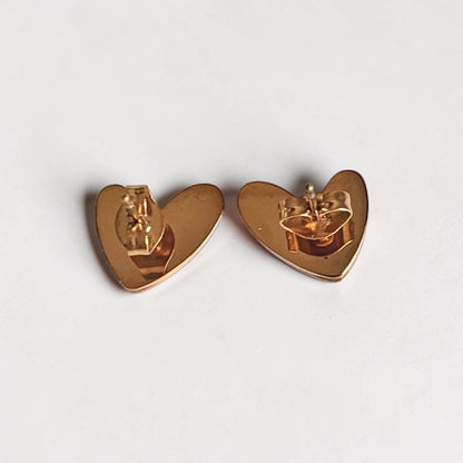 Small Heart Stud White Gold Earring