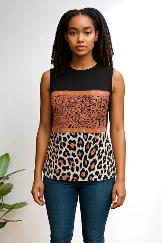 Leopard Multi Color-Block T-shirt