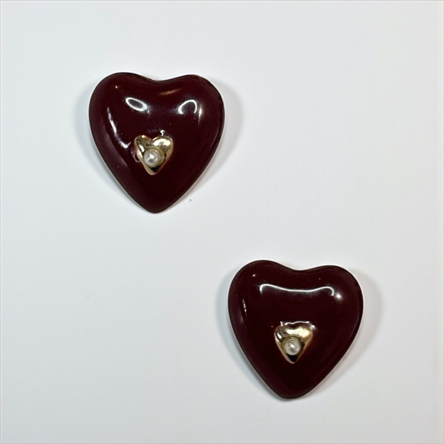 Bold Dark Burgundy Heart Charm Earrings