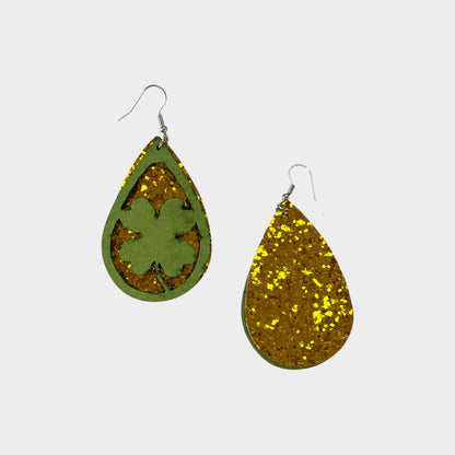 Lucky Shamrock Layered Teardrop Earrings