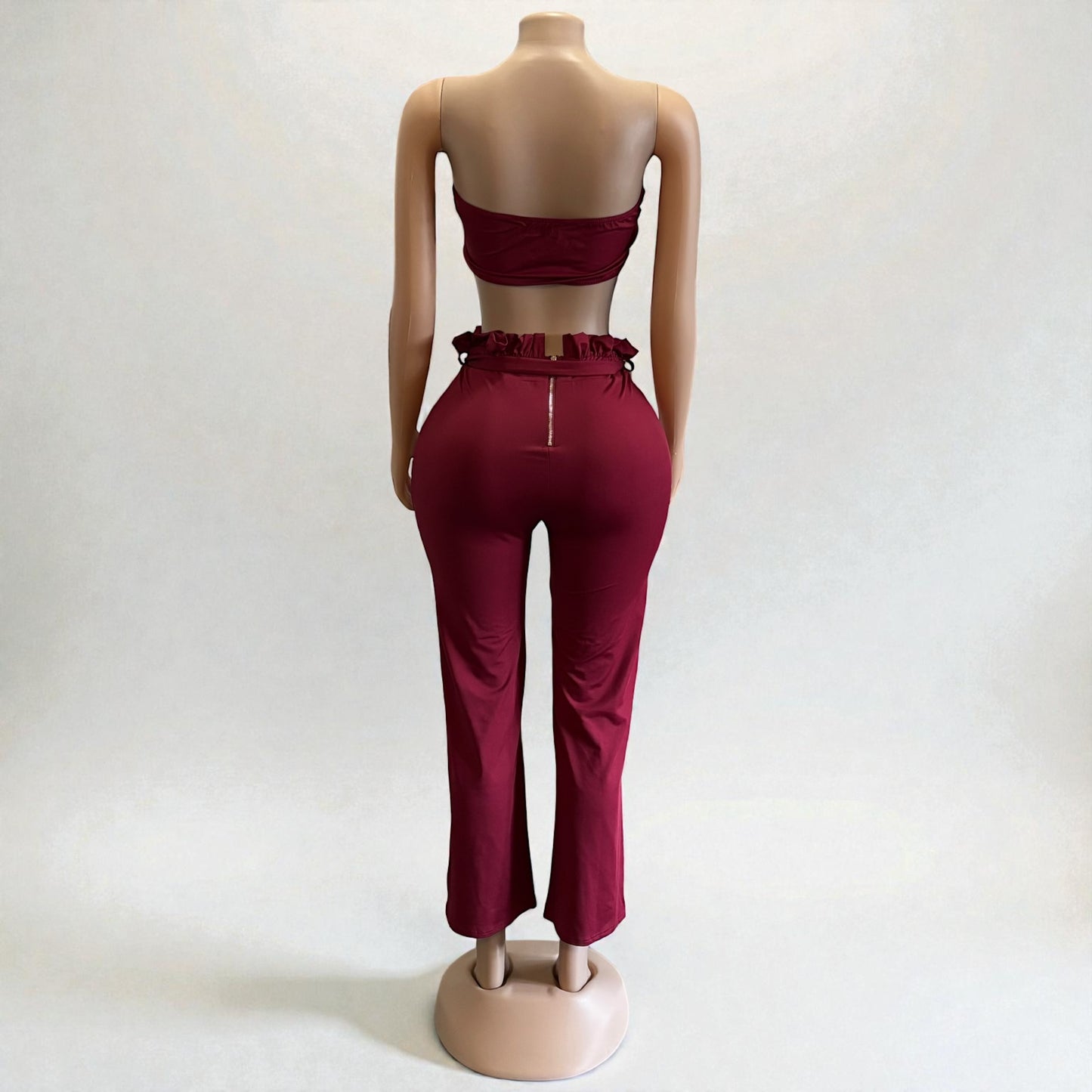 Conjunto largo de 2 piezas burdeos para mujer