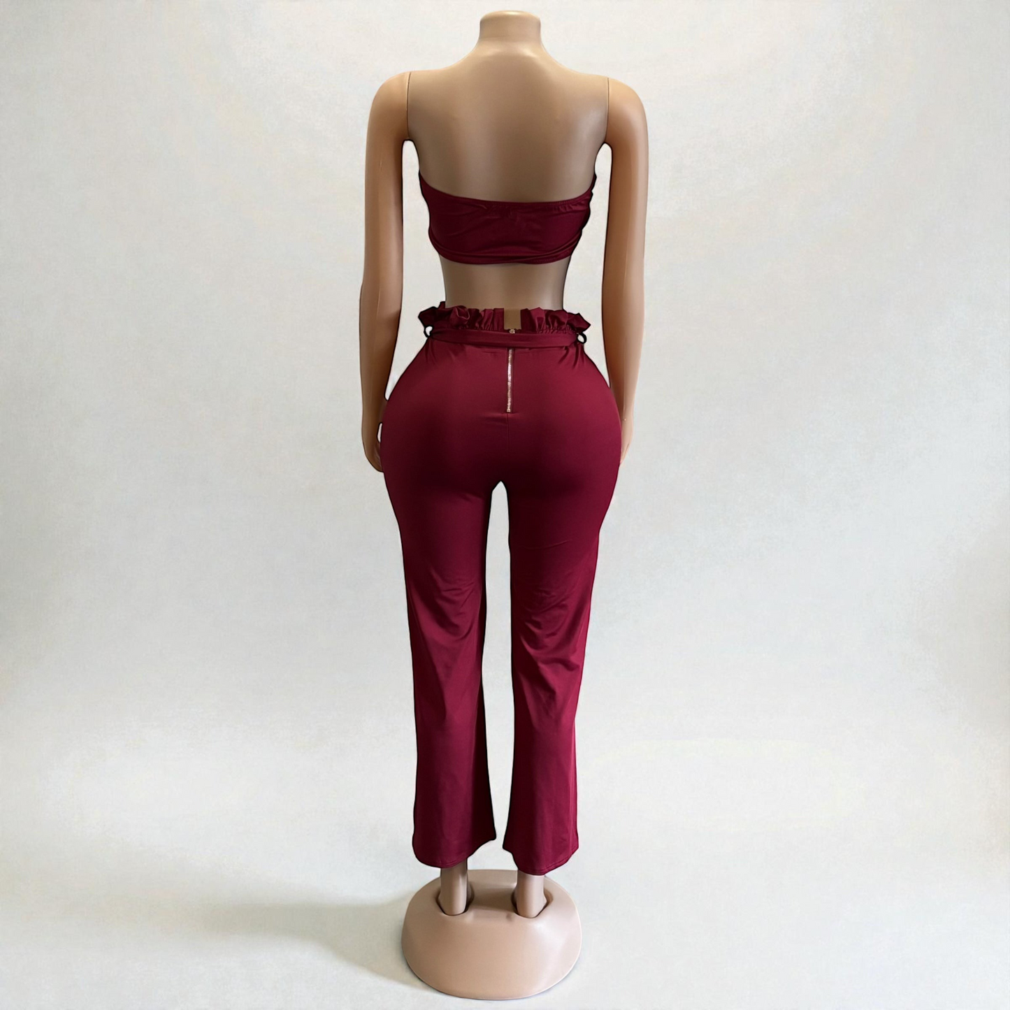 Conjunto largo de 2 piezas burdeos para mujer